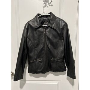 Vintage 1985 Wilsons Leather Motorcycle Biker Jacket‎ Size Large Black